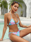 Floral Scallop Trim Micro Triangle Bikini Swimsuit