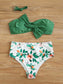 Floral Bow Front Bandeau Bikini Swimsuit