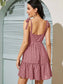 Confetti Heart Print Tie Shoulder Ruffle Hem Plunging Sundress