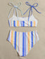 Stripe High Waist Bikini Swimsuit