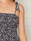 Knot Straps Shirred Back Ditsy Floral Dress