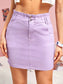 Paperbag Waist Slant Pocket Denim Skirt