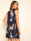Floral Print Keyhole Neck Flowy Dress