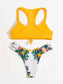 Floral & Tropical Knot Hem Bikini Swimsuit