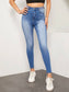 Bleach Wash High Waist High Stretch Skinny Jeans