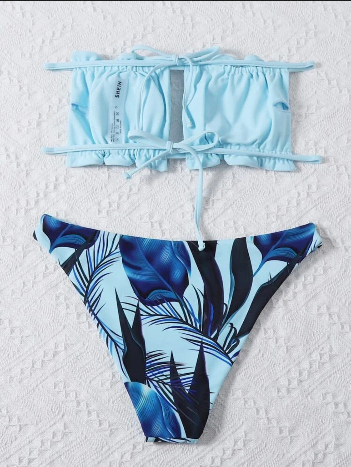 Tropical Frill Bandeau Bikini Swimsuit