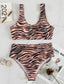 Zebra Stripe High Waisted Bikini Swimsuit