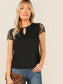 Keyhole Neck Guipure Lace Sleeve Top
