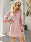 Surplice Neck Flounce Sleeve Dress