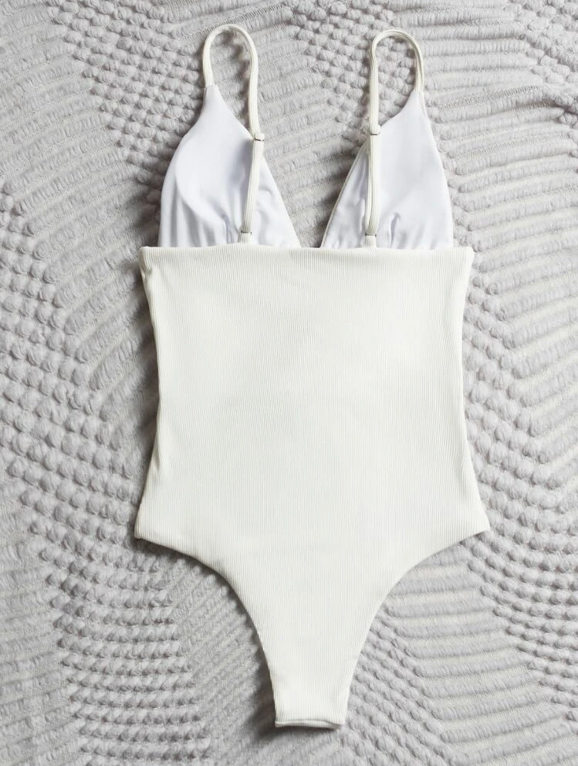 Rib Lace-up Front One Piece Swimsuit
