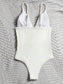 Rib Lace-up Front One Piece Swimsuit