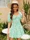 Allover Floral Print Sweetheart Neck Dress