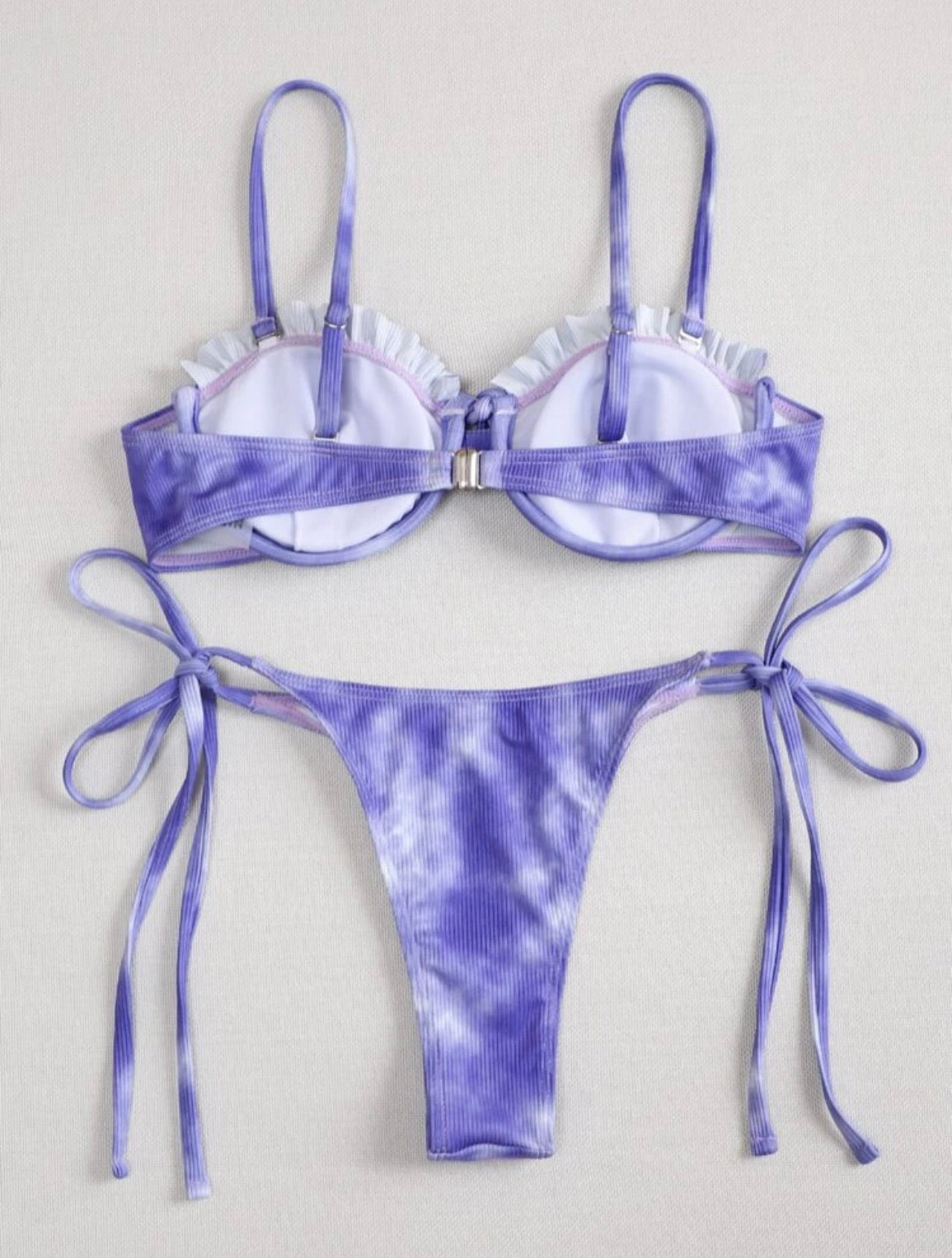 Tie Dye Rib Underwire Thong Bikini Swimsuit