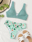 Floral Rib High Waist Bikini Swimsuit