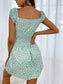 Sweetheart Neck Puff Sleeve Ditsy Floral Dress
