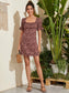 Ruched Bust Puff Sleeve Ditsy Floral Dress