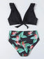 Floral Print Ruffle High Waisted Bikini Swimsuit
