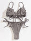 Rib Lettuce Trim Tie Side Bikini Swimsuit