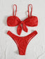 Polka Dot Knot Front High Leg Bikini Swimsuit
