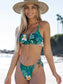 Floral & Plant Print V Wired Thong Bikini Swimsuit