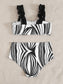 Graphic Frill High Waist Bikini Swimsuit