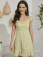 Ditsy Floral Ruffle Trim Sweetheart Neck Dress