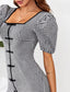 Puff Sleeve Frag Button Front Gingham Dress