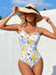 Floral Print Frill Trim One Piece Swimsuit