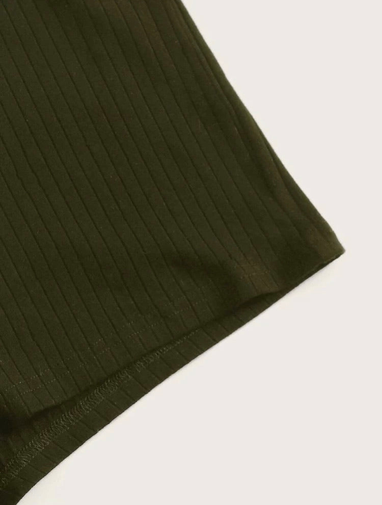 Elastic Waist Rib-knit Shorts