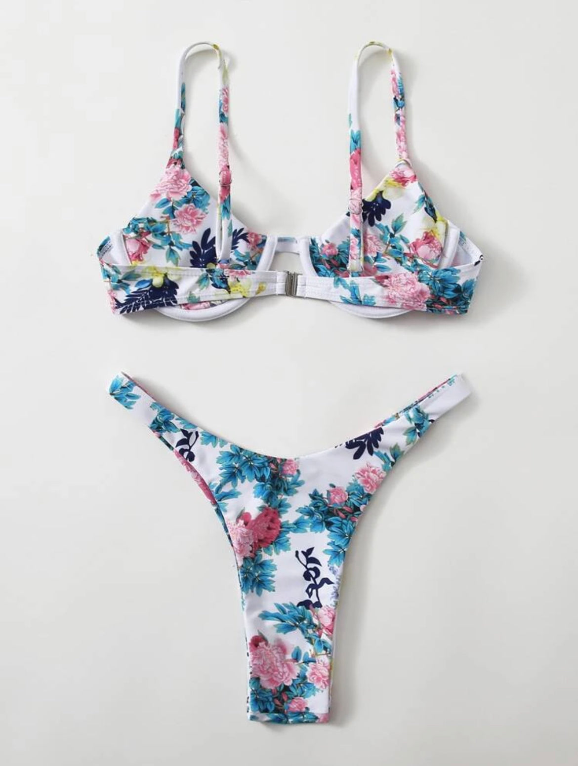 Floral Underwire High Leg Bikini Swimsuit