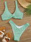 Rib Twist Front High Cut Bikini Swimsuit