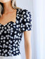 Daisy Floral Print Sweetheart Neck Top