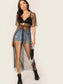 Tie Waist Sheer Mesh Kimono on Shein