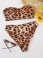Leopard Bandeau High Waisted Bikini Swimsuit