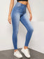 Bleach Wash High Waist High Stretch Skinny Jeans