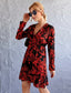 Surplice Neck Flounce Sleeve Dress