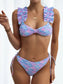 Fish Scales Ruffle Trim Bikini Swimsuit