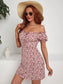 Floral Print Off Shoulder Knot Front Dress