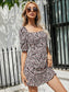 Square Neck Ruffle Hem Floral Dress