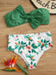 Floral Bow Front Bandeau Bikini Swimsuit