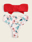 Knot Front Bandeau with Tropical Highwaist Bikini
