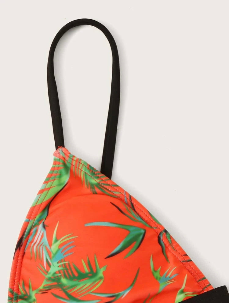 Plant Triangle Thong Bikini Swimsuit