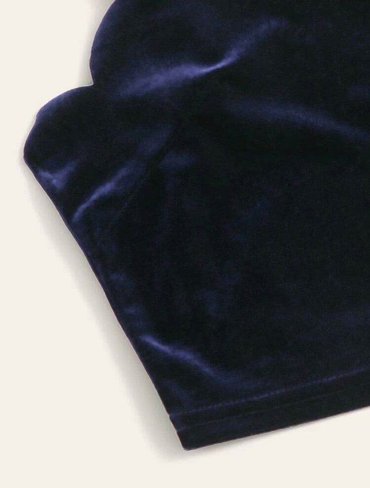 Scallop Edge Velvet Cami Crop Top