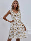 Floral Print Ruffle Trim Crisscross Dress