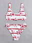 Floral & Stripe Print Bikini Swimsuit