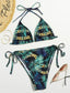 Chain & Tropical Print Tie Side Bikini Swimsuit