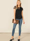Keyhole Neck Guipure Lace Sleeve Top