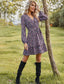 Allover Floral Print Ruffle Hem Belted Dress