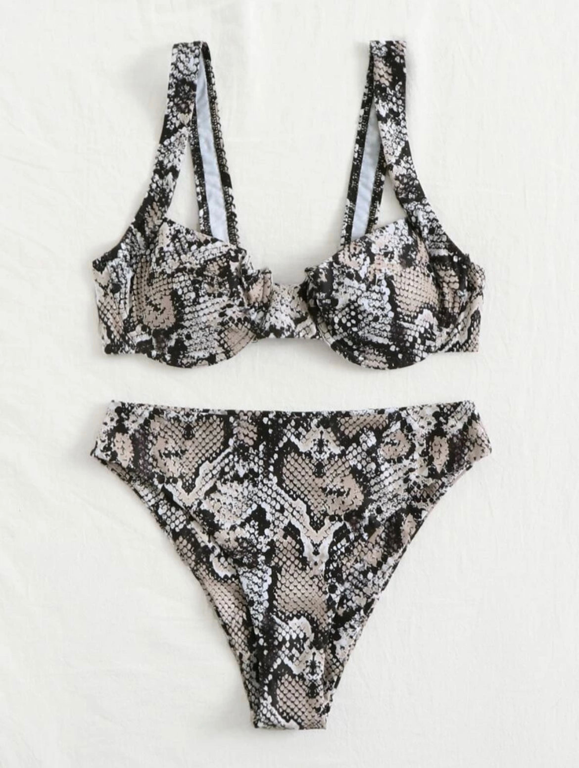 Snakeskin Print Underwire Bikini Swimsuit