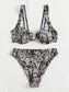 Snakeskin Print Underwire Bikini Swimsuit